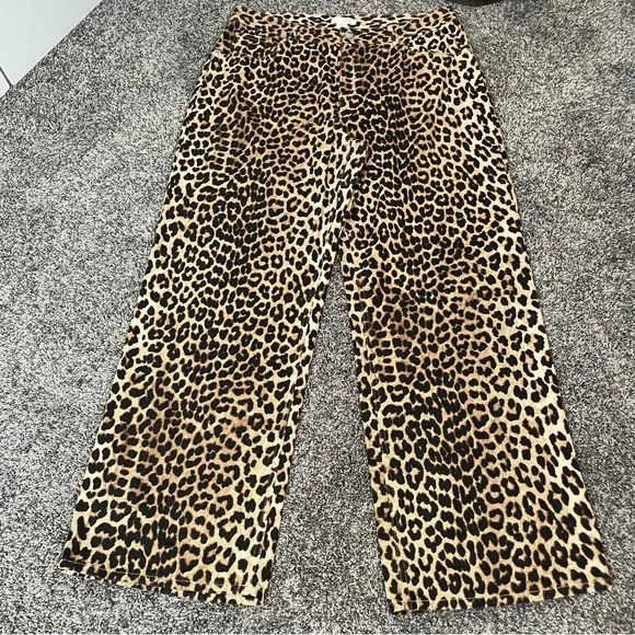 H&M Leopard Print Wide Cut Jeans Size 14 - Picture 5 of 13